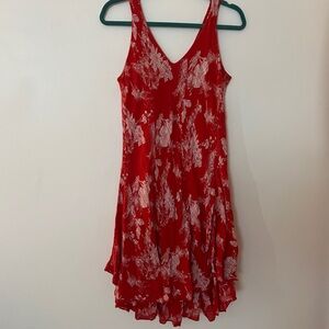 Vintage Italian Red Floral Dress
